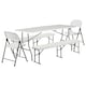 image 1 of Harbour Housewares Folding Camping Picnic Table, Bench & Chair Set - 180cm (6ft) - White