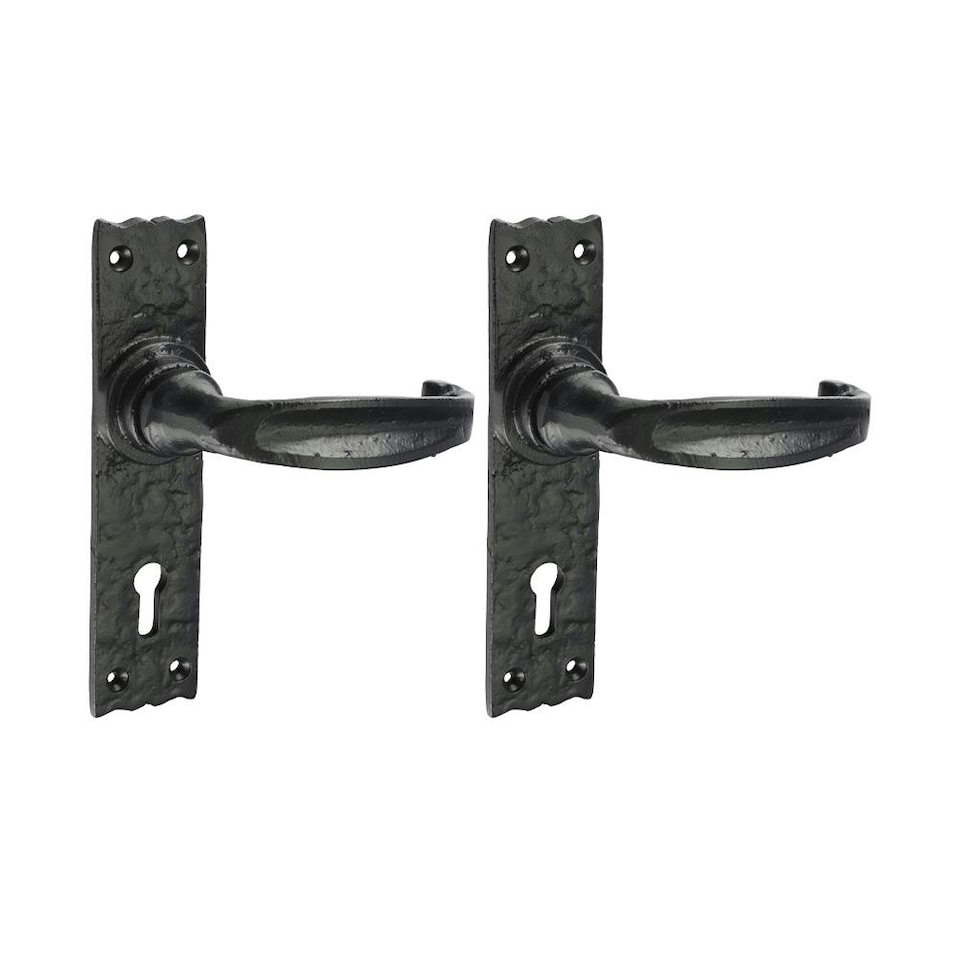 Timco - Narrow Style Lever Lock Handles - Antique Black (Size 155 x 37 - 2 Pieces) | Black