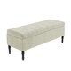 image 4 of 137cm Paris Plain Ottoman Storage Bench -Naples Shoes Bench with Black Turned Wooden Legs - Cream Upholstery Storage Footstool