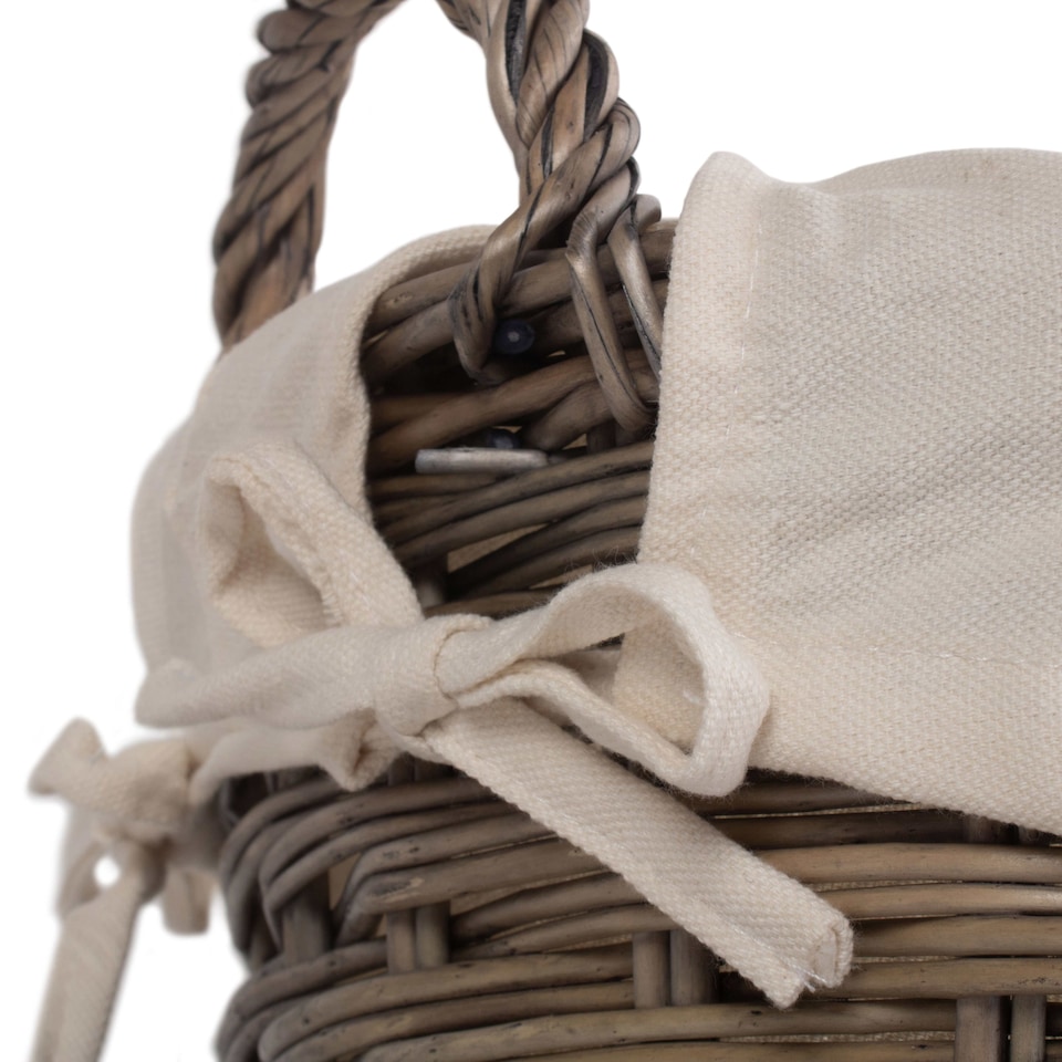 image 1 of Small Wicker Wash Basket with White Lining | Grey | Grey