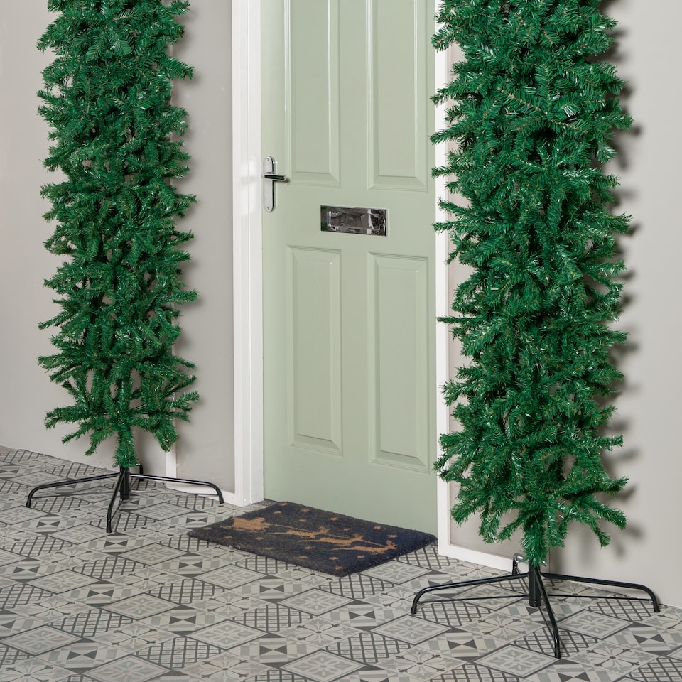 image 1 of 8ft (2.40m) Samuel Alexander Single Door Plain Green Flat Top Christmas Tree Arch with 2000 Tips