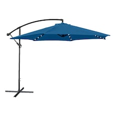 JSH Apollo Banana Cantilever Parasol with Built in LED Lights for Garden Patio Sunshade - Navy Blue
