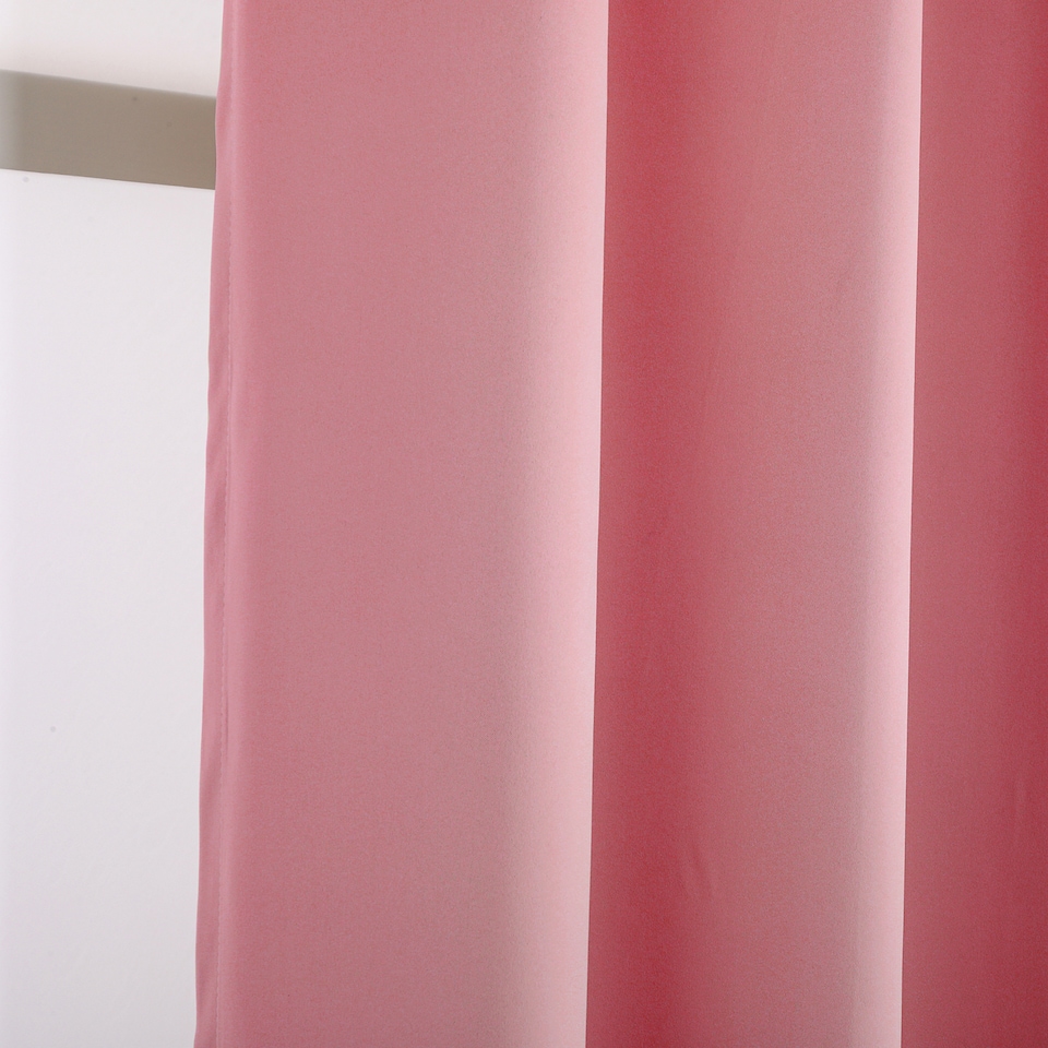 image 1 of Pink Eyelet Curtains - Thermal Blackout Curtains  - 46 x 54 Inch Drop - 2 Panel | Pink | One Size