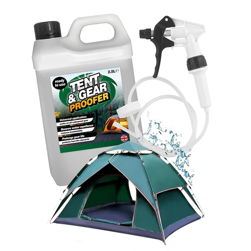 image 1 of 2 x 2.5L Tent & Gear Proofer Spray Set Ideal For Protecting Tents Complete With Long Hose Trigger