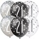 image 1 of Black Glitz Age 21 Assorted Biodegradable Latex Balloons 30cm / 12 in - Pack of 6