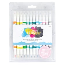 Artiste Dual Tip Brush Markers, Pastels, Pack of 12 Pens