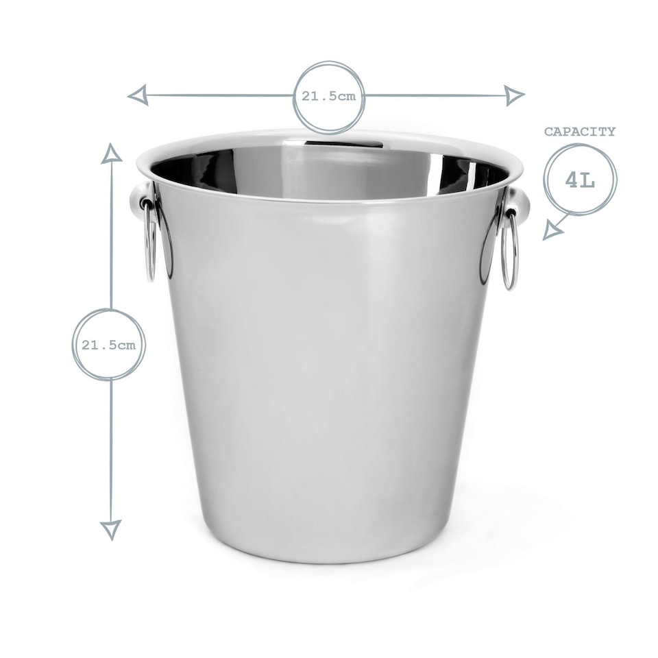 image 1 of Rink Drink Stainless Steel Ice Bucket - 4 Litre - Silver