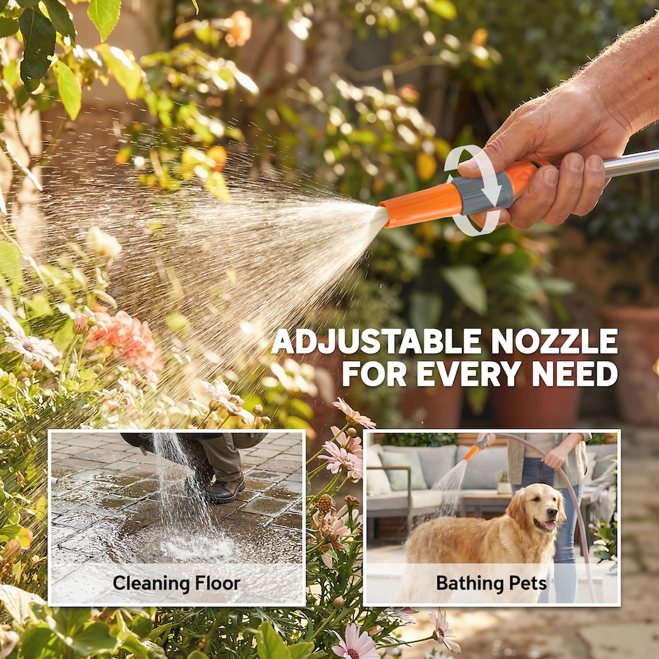 image 1 of Outsunny Hose Reel Cart with Wheels, 45+2m Garden Hose Reel, Orange | Orange | Orange and grey