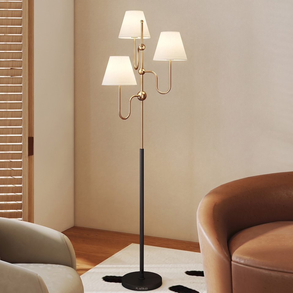 image 1 of HOMCOM 3-Light Floor Lamp, 165 cm Tall Standing Lamp with Foot Switch