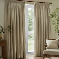 Yard Heavy Chenille Velvet Room Darkening Pencil Pleat Curtains | Cream