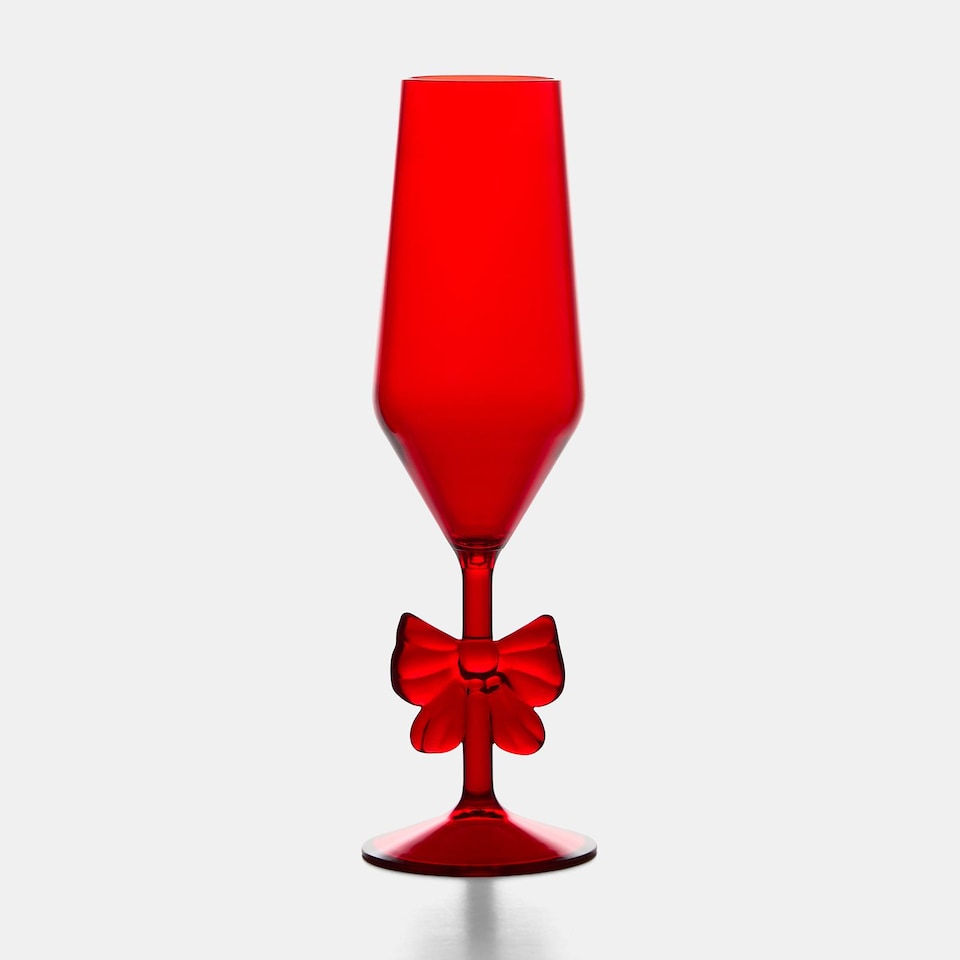 image 1 of OHS Set of 2 Bow Picnic Wine Glasses Plastic Reusable Champagne Flute