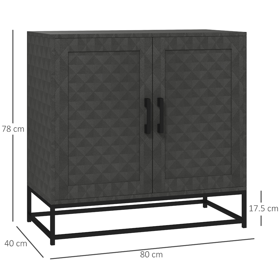 image 1 of HOMCOM Modern Storage Cupboard with Adjustable Shelf and 2 Doors, Grey Black
