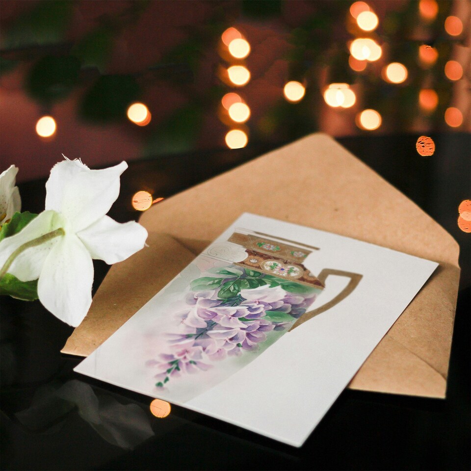 image 1 of Noritake Factory Japanese Art Card Vintage Floral Design For Ewer