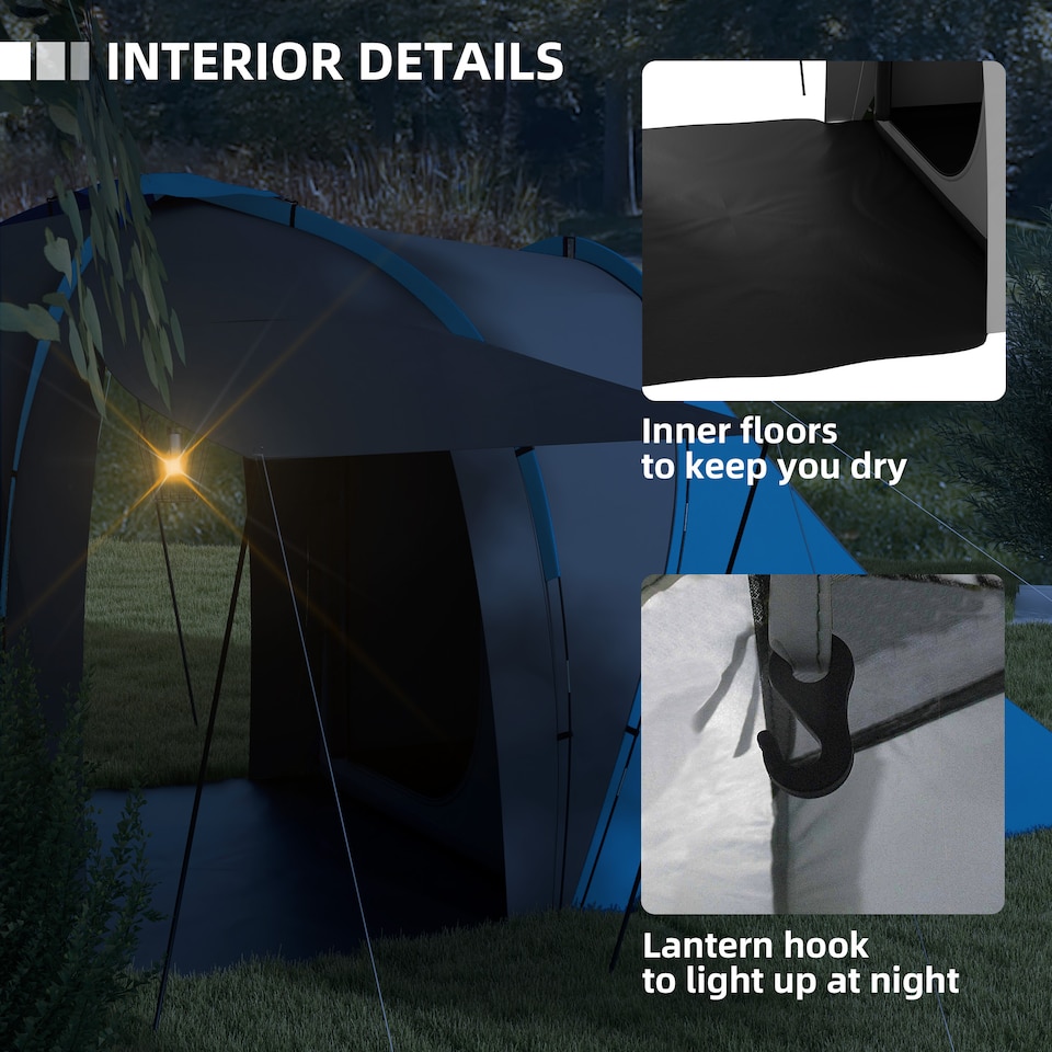 image 1 of Outsunny 4-6 Man Camping Tent with 2 Bedroom and Living Area