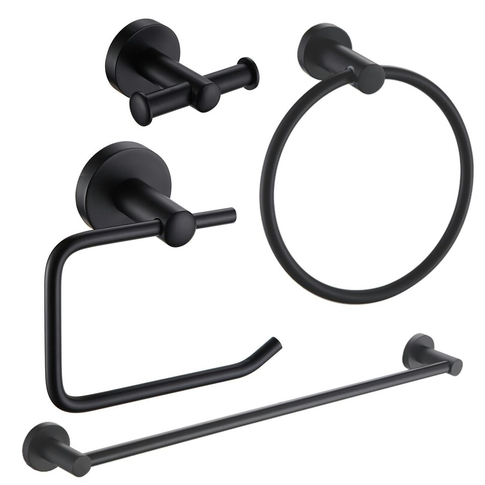 image 1 of Showerdrape Modernity Black Stainless Steel Wall Mounted 4 Piece Bathroom Accessory Set