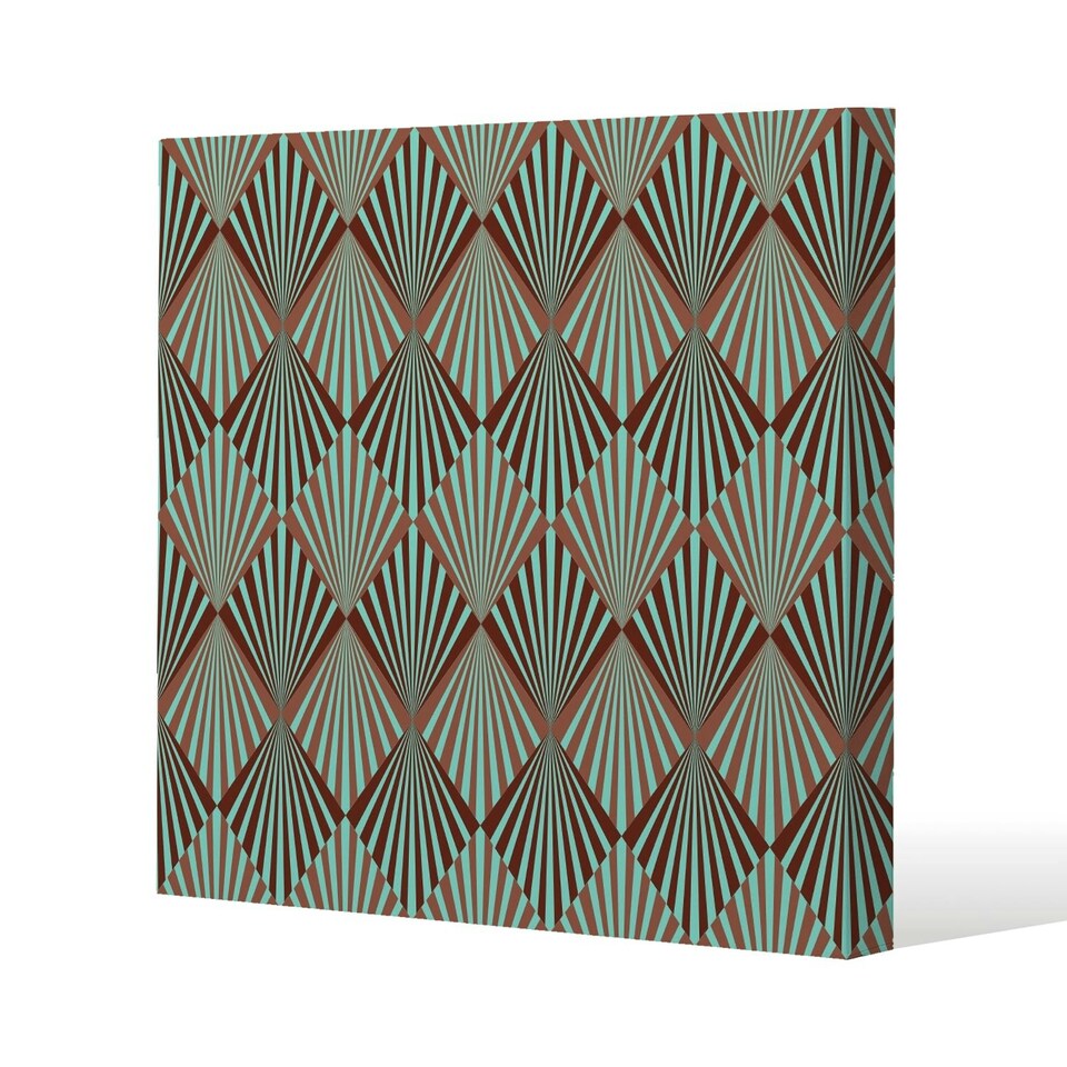 image 1 of Green Geometric Rays (Canvas Print) 61 x 61 x 4cm