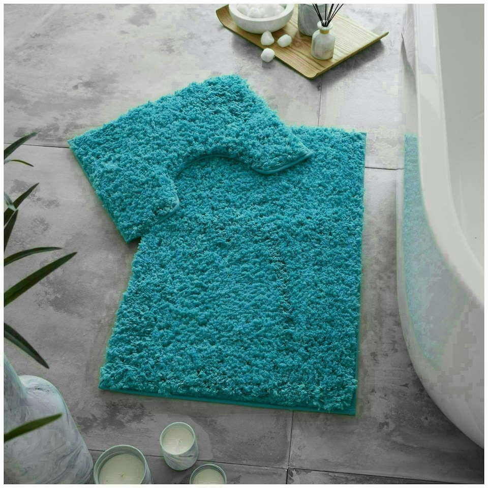image 1 of VELVETIO Bath Mats & Pedestal Mat Set Anti Slip Super Soft Water Absorbent Blue | Turquoise