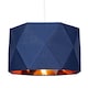 image 2 of Navy Blue Cotton 12 Geometric Shade with Brushed Copper Metal Effect Lining | Blue