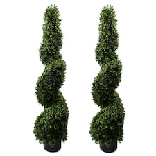Leaf 120cm Outdoor Spiral Buxus Artificial Tree UV Resistant | Green | 4ft
