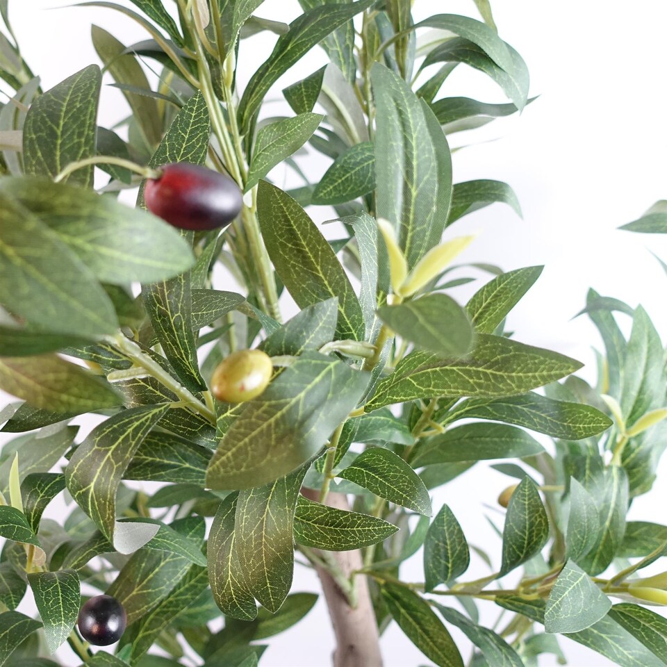 image 1 of 120cm Artificial Natural Look Olive Tree with Wooden Trunk | Green | 4ft