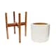 image 4 of Anzio Stone Planter with Wooden Stand - Ceramic - L24 x W24 x H38.5 cm - White | White