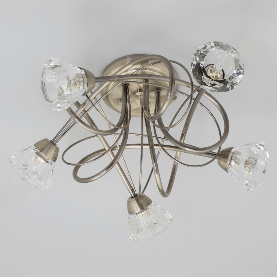 image 1 of BHS Marianne 5 Light Flush Ceiling Light | Bronze | Antique Brass | 1