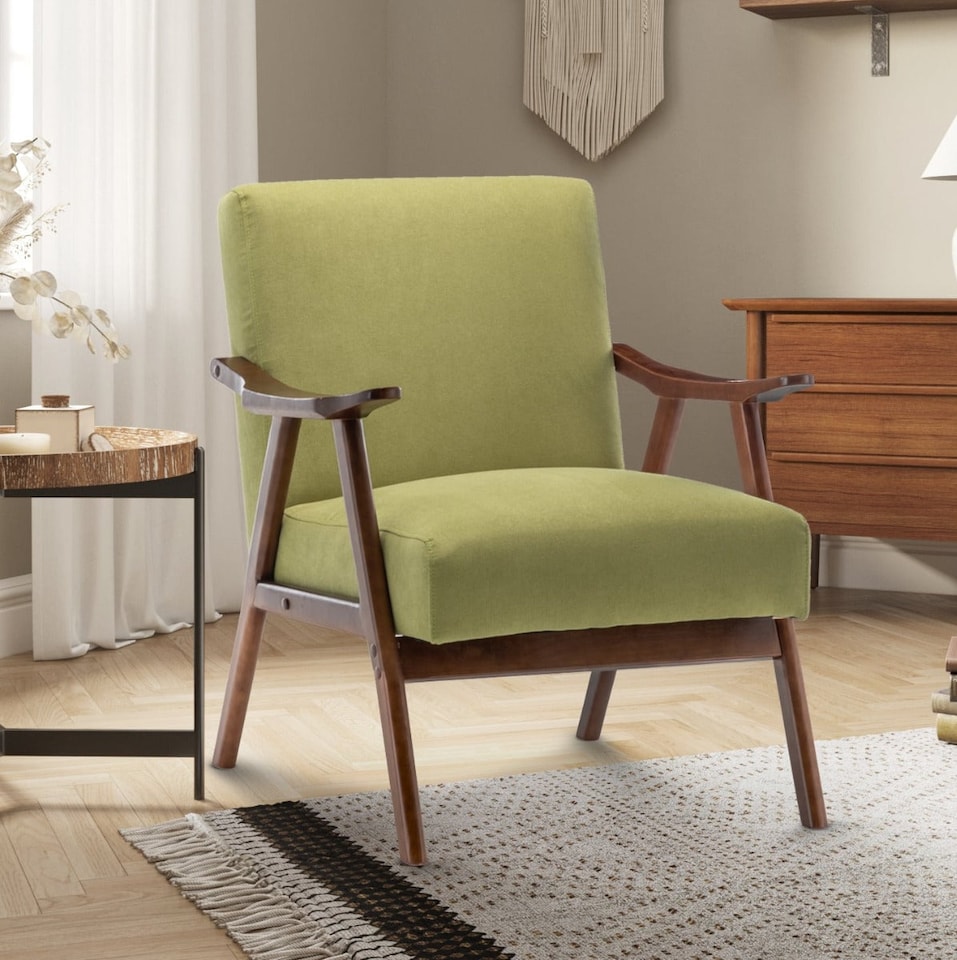 image 1 of Fabric Cotton Lime Green Selma Accent Chair