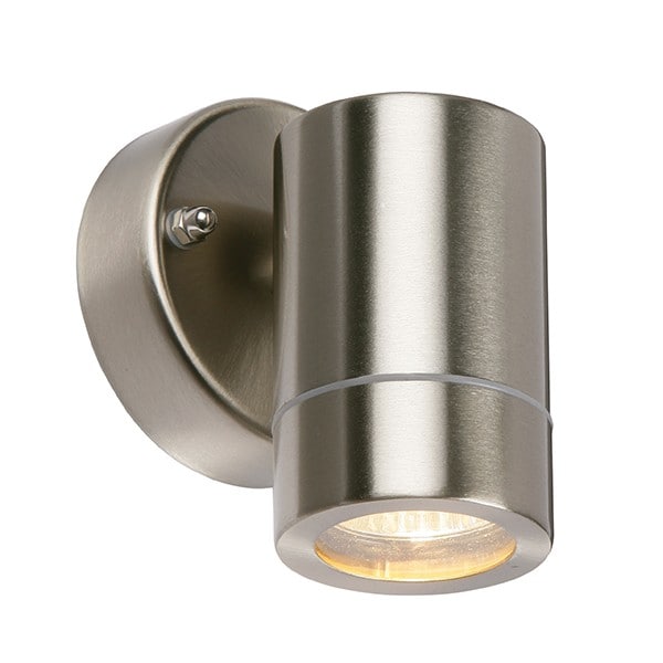 Netlighting Palin Outdoor Wall IP44 7W Brushed Stainless Steel & Clear Glass 1 Light Dimmable IP44 GU10 in Grey