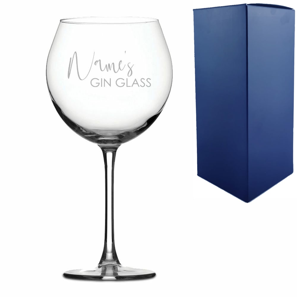 Uniqueful Personalised Engraved Prona Gin Balloon with Names Gin Glass Design in Clear
