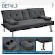 image 6 of Yaheetech Fabric Upholstered Convertible Futon Sofa Bed for Small Spaces