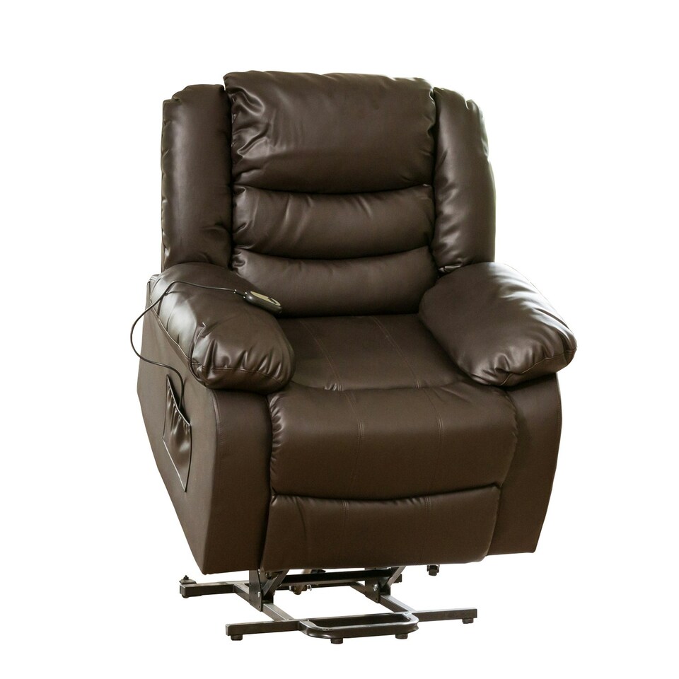 image 1 of Brooklyn Electric Riser Recliner with Massage and Heat - Brown