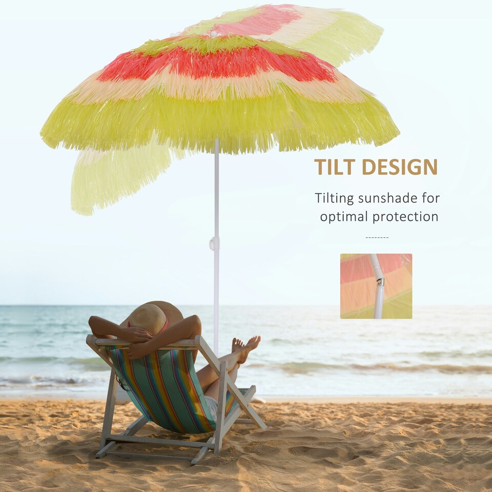 image 1 of Garden Patio Hawaii Beach Sun Umbrella Sunshade Outdoor Folding Tilting Parasol