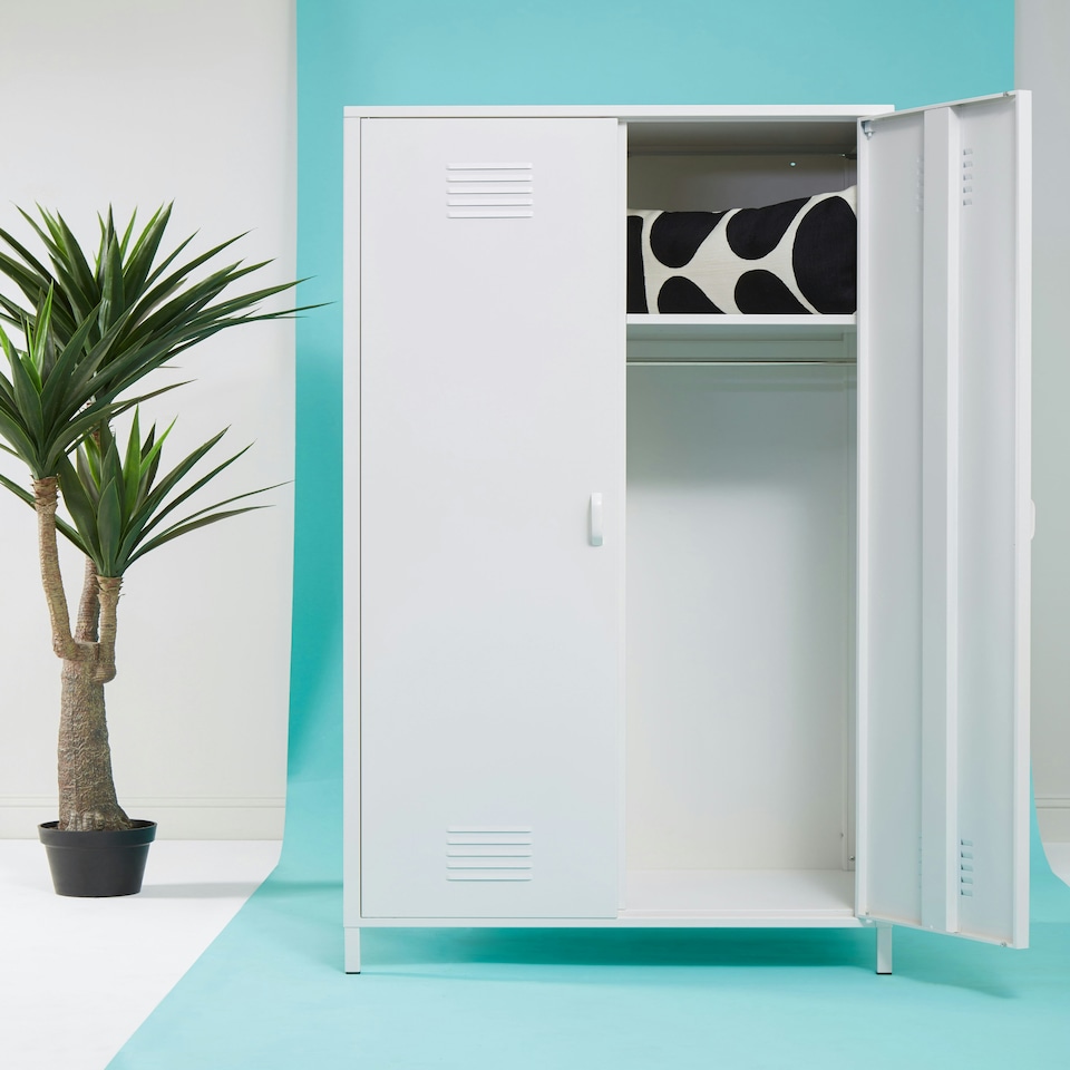 image 1 of Interiors by Premier Two Door Black Wardrobe, Customized Organation by Adjustable Shelf Wardrobe, Stylish Wardrobe With Drawers White