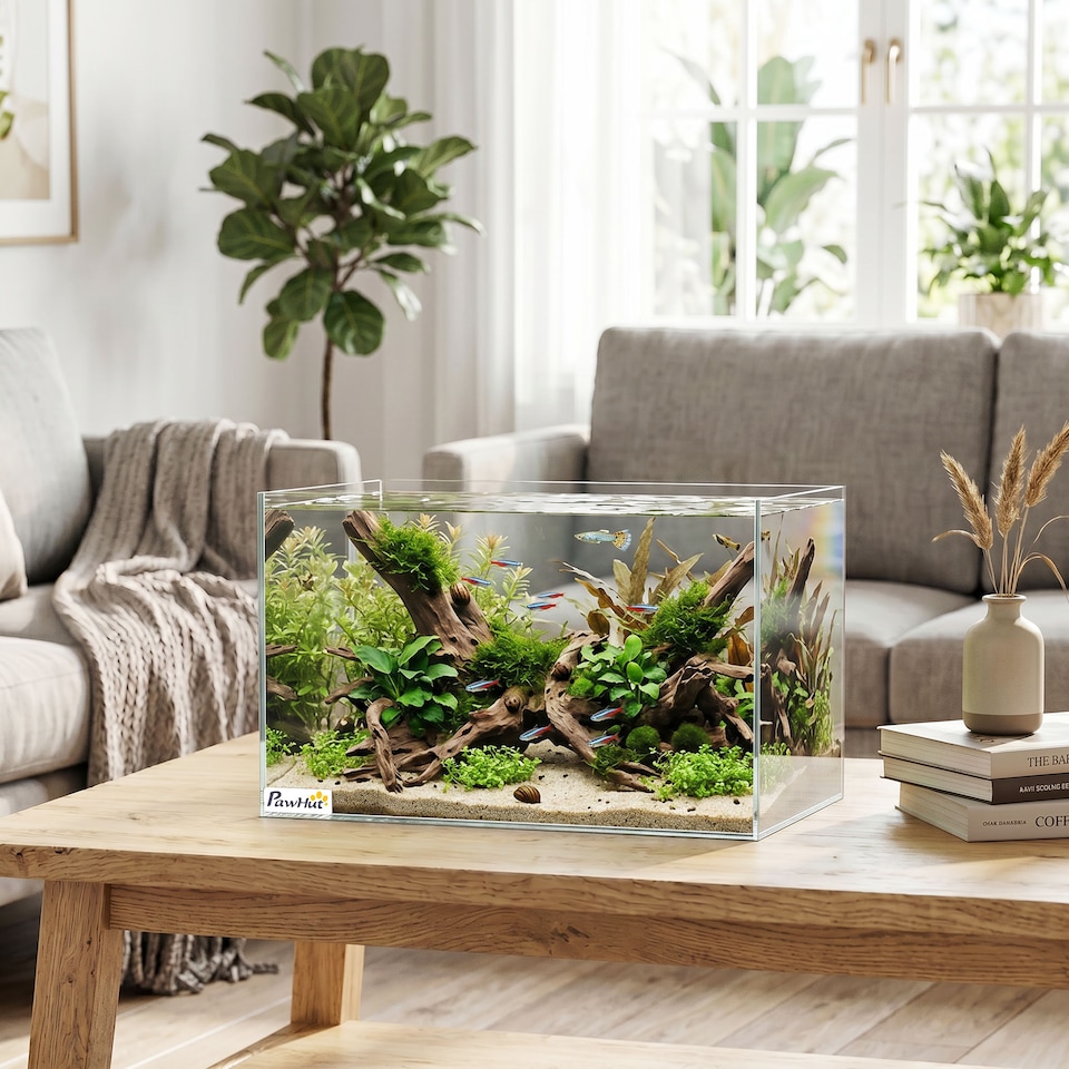 image 1 of PawHut 24L Fish Tank with Protective Base Mat 40 x 25 x 25 cm