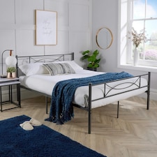 Matt Dark Grey Metal Frame 4ft Small Double Bedframe Powder Coated