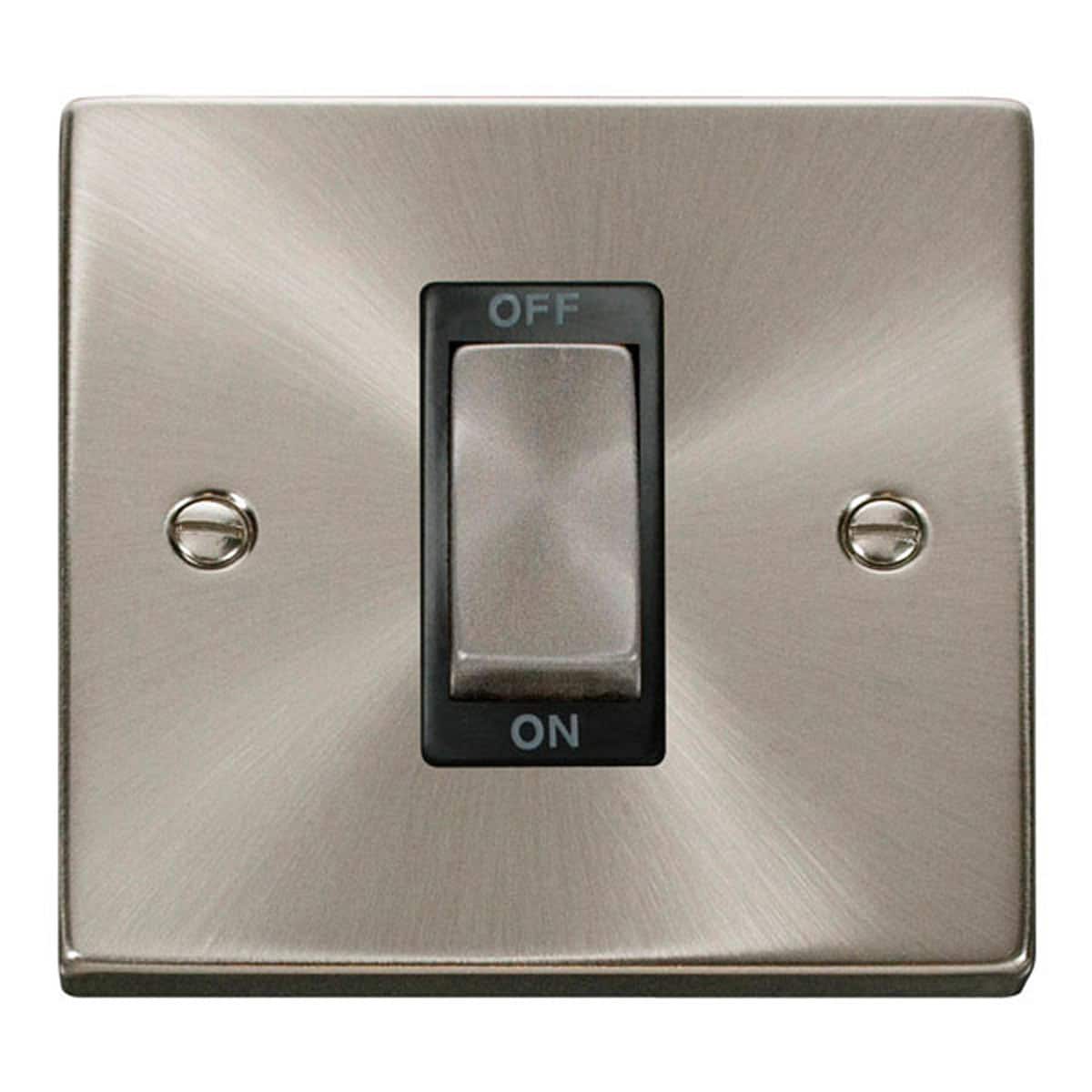 SE Home Satin / Brushed Chrome 1 Gang Ingot Size 45A Switch in Metallic Silver