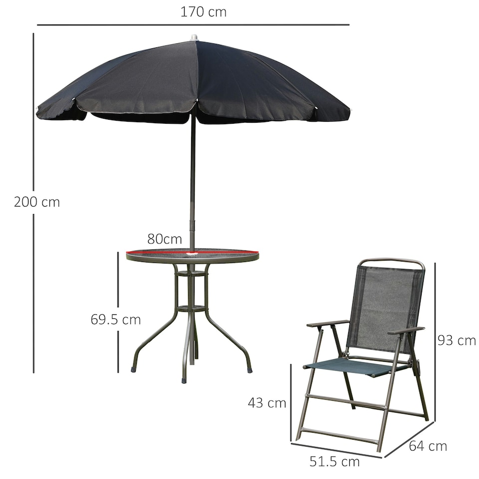 image 1 of Outsunny 6PC Garden Dining Set Outdoor Furniture Folding Chairs Table