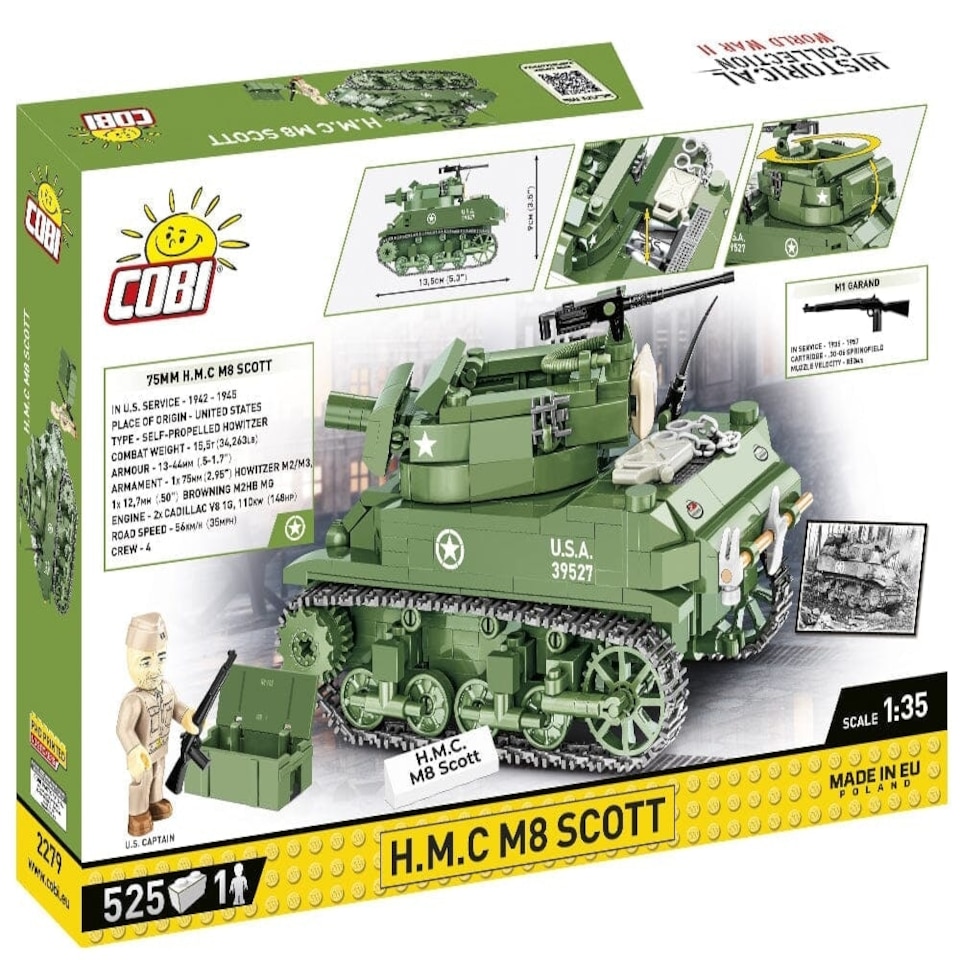 image 1 of H.M.C M8 Scott brick tank model - COBI 2279 - 525 bricks
