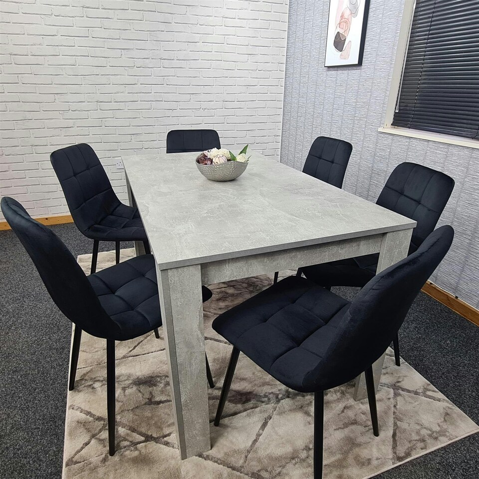 image 1 of Dining Table Set with 6 Chairs Dining Room and Kitchen table set of 6 Grey