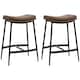 image 1 of HOMCOM Breakfast Bar Stools Set of 2 Upholstered Barstools w/ Curved Seat Brown