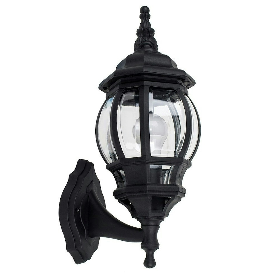 image 1 of ValueLights Black Windsor Outdoor Wall Light with 6W Warm White Bulb | Black