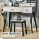image 7 of HOMCOM Dressing Table Set with Mirror and Stool, Vanity Makeup Table with 3 Drawers and Open Shelves for Bedroom, Living Room, Grey