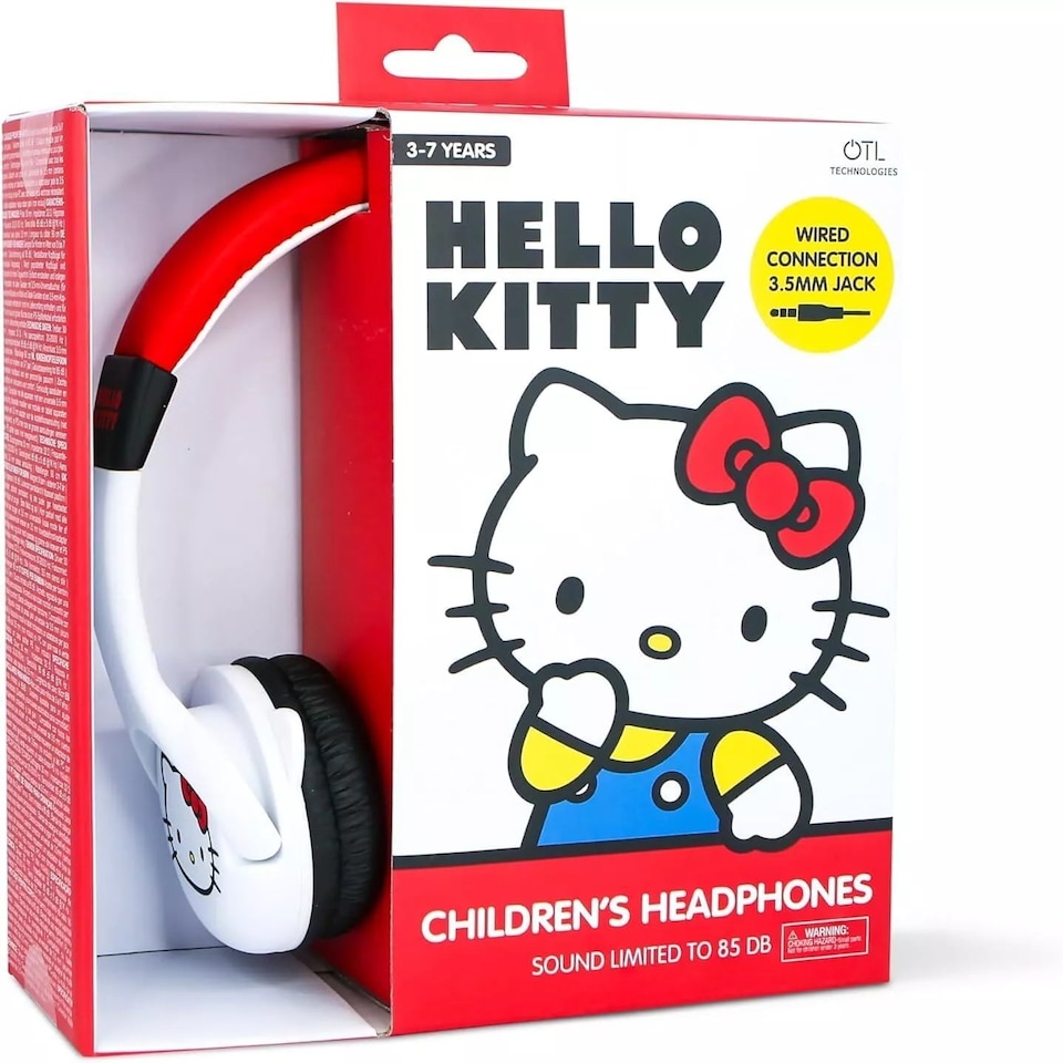 image 1 of Hello Kitty Kid's Wired Headphones with Ears | White
