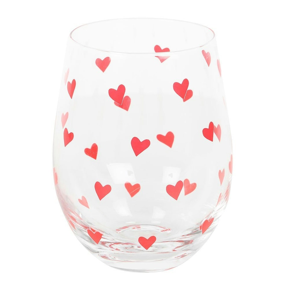 image 1 of Heart Print Stemless Glass