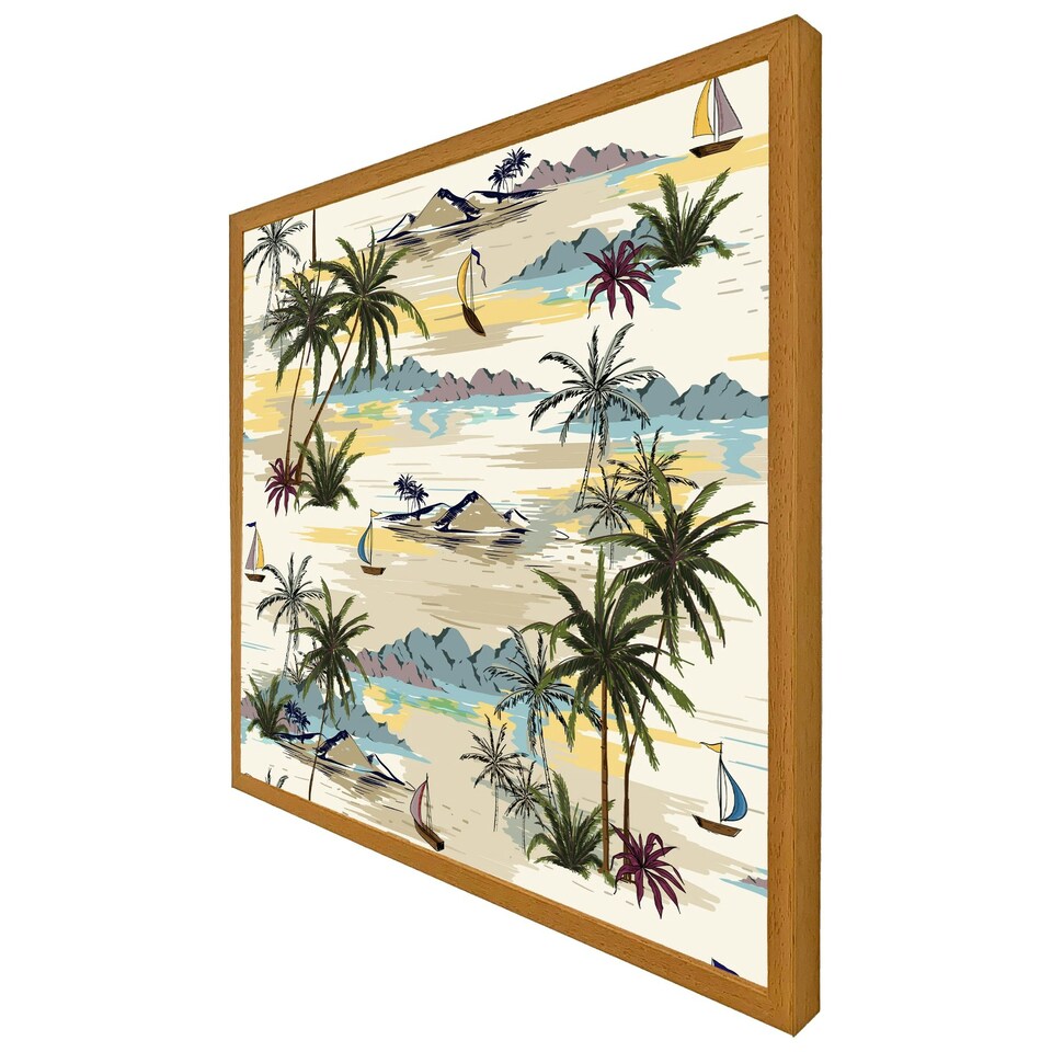 image 1 of Palm & sailboats (Picture Frame) White | L