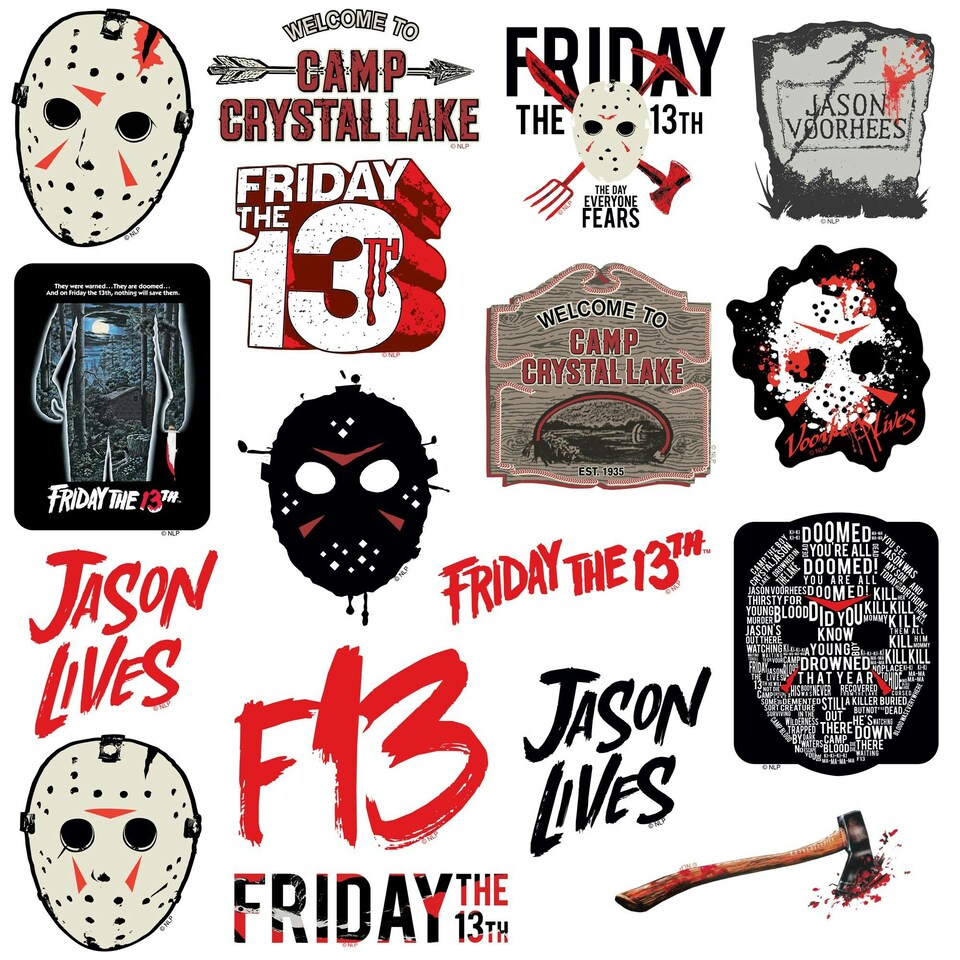 image 1 of Friday The 13th Deluxe Stickers (Pack of 100) - Multicoloured - One Size