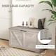 image 6 of HOMCOM 100L Storage Chest, Storage Trunk with 2 Safety Hinges and U-shaped Cut-out Pull, Organiser Box for Living Room, Entryway, 80 x 40 x 45 cm, Grey Wood-Effect