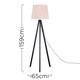 image 3 of ValueLights Modern Black Wood Tripod Design Floor Lamp With Pink Shade