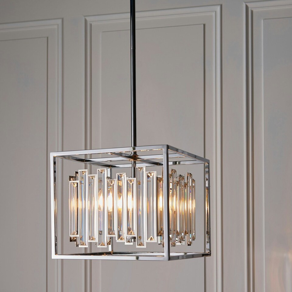 image 1 of Acadia 4 Light Ceiling Pendant Chrome Plate & Clear Crystal Glass, E14