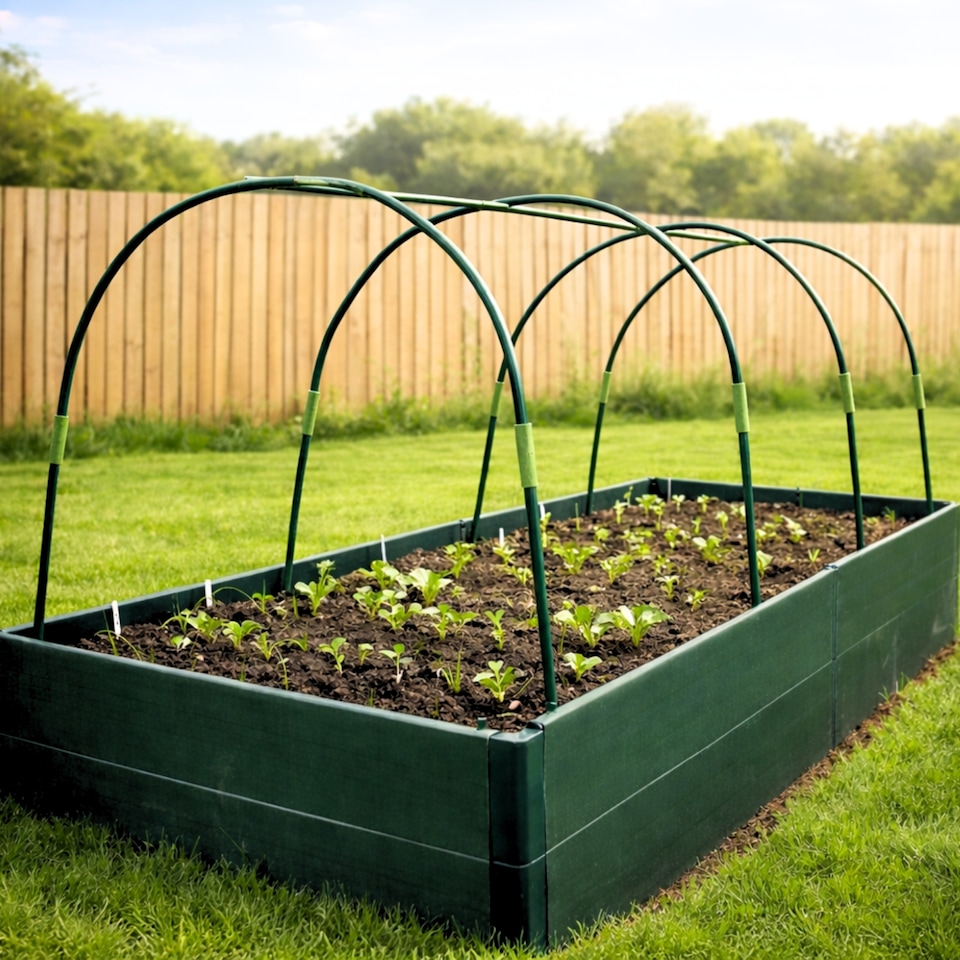 image 1 of GardenSkill Garden Vegs Grow Tunnel Polytunnel & Hoop House Grow Frame Kit 2m L x 1m W x 1m H